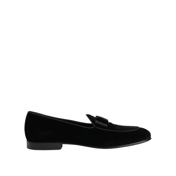 Dolce & Gabbana Black Velvet Slip On Loafers Formal Men Men's Shoes (Pre-Owned)